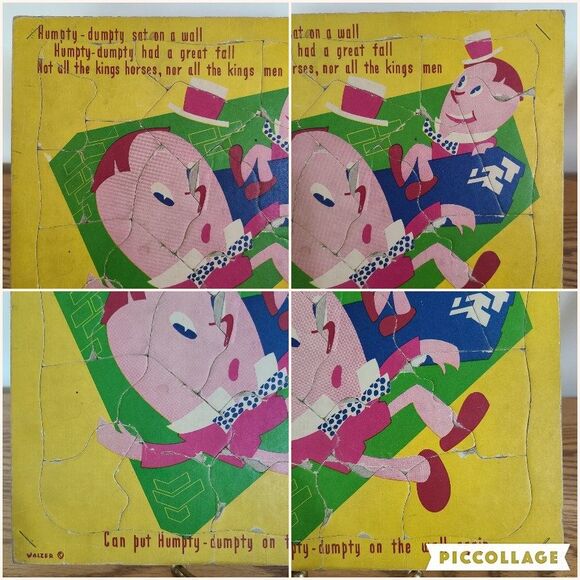 Vintage Walzer 1940s Cardboard Picture Puzzles Humpty Dumpty Little Miss Muffet - Picture 5 of 8